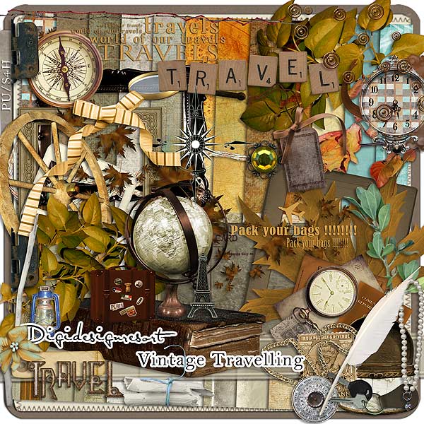 Vintage Travelling Digital Scrapbooking Kit