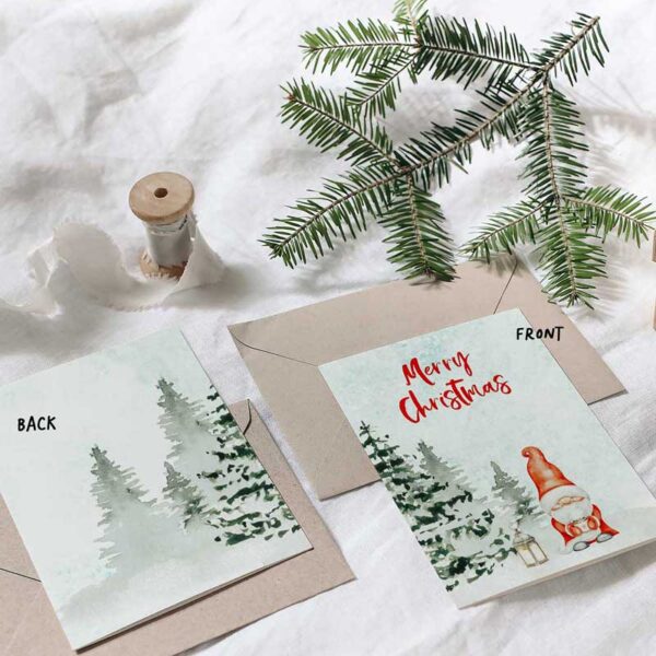 Christmas Card with Gnom in Watercolor (Digital Download) - Image 2