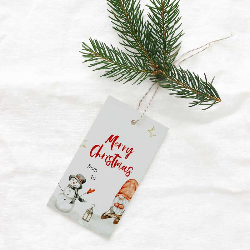 Gift Tags for Christmas Gifts in Watercolor with Gnome (Digital Download) - Image 2