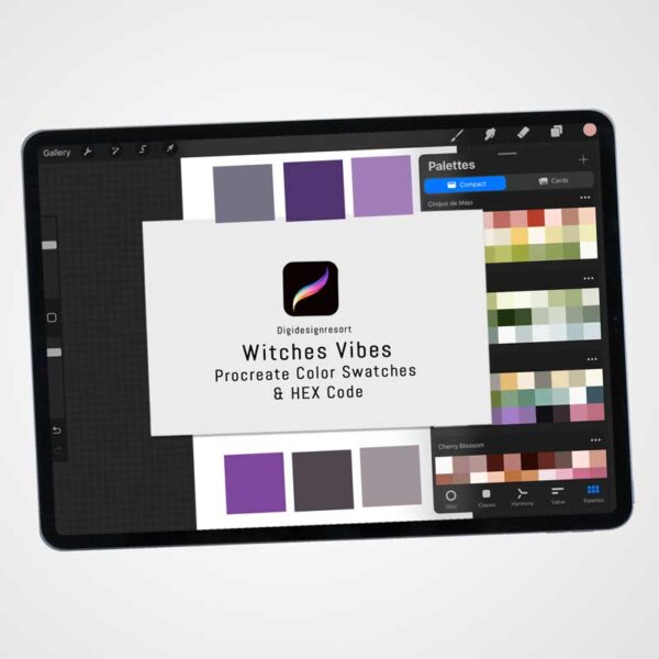 "Enchanted Shadows: Witches Vibes" - Cast a Spell with This Magical Procreate Palette