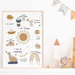 Kids' Affirmation Poster - "I Am" Nursery Decor | Digital Download | A4 and A3