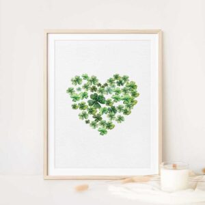 St. Patrick's Day Heart-Shaped Shamrock Wall Art - Instant Download