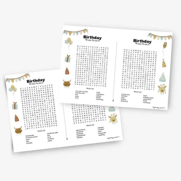 Birthday Word Search Bundle: 20 Fun Puzzles for Every Celebration! - Image 2