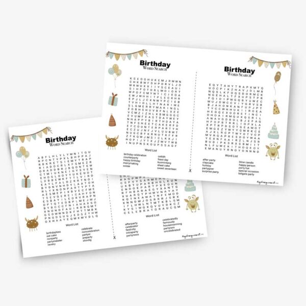 Birthday Word Search Bundle: 20 Fun Puzzles for Every Celebration! - Image 3
