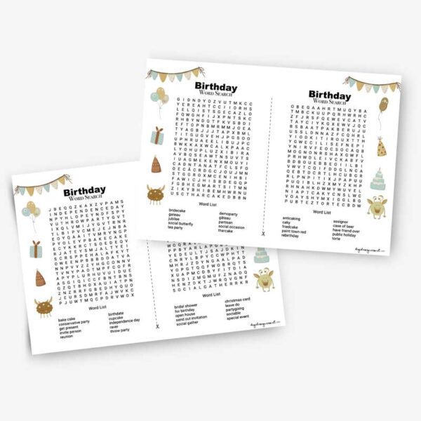 Birthday Word Search Bundle: 20 Fun Puzzles for Every Celebration! - Image 5
