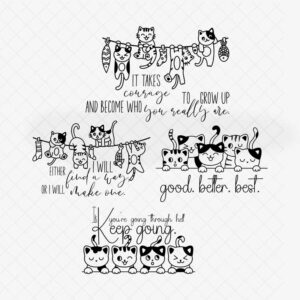 Motivational Quotes with Cat Illustrations SVG Bundle - 4 Inspirational Designs