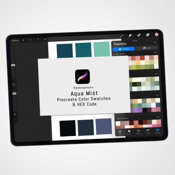 Aqua Mist Color Palette for Procreate and Graphic Design Programs