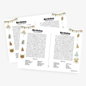 Birthday Word Search Printable – Fun Activity for Kids and Adults