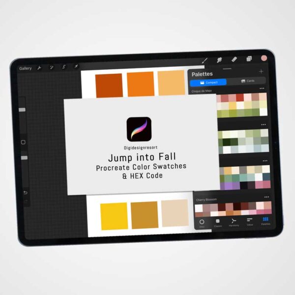 Jump into Fall Color Palette - 30 Warm Autumn Shades for Procreate & Graphic Design Programs