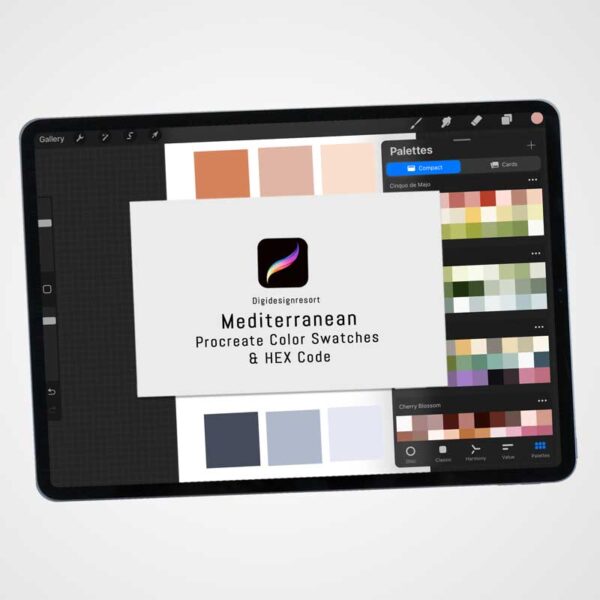 Mediterranean Color Palette - 30 Warm Coastal Shades for Procreate & Graphic Design Programs