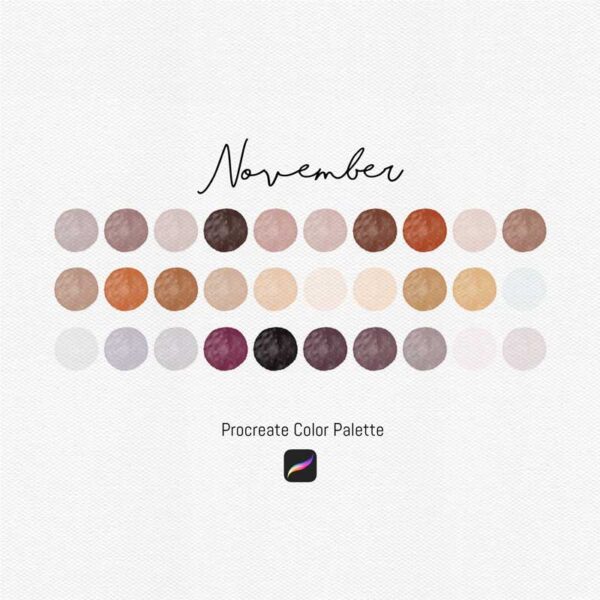 November Color Palette - 30 Warm and Cozy Shades for Procreate & Graphic Design Programs - Image 2