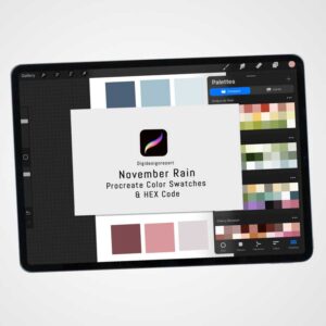November Rain Color Palette - 30 Moody and Serene Shades for Procreate & Graphic Design Programs