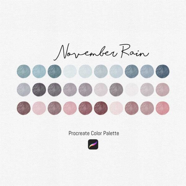 November Rain Color Palette - 30 Moody and Serene Shades for Procreate & Graphic Design Programs - Image 2
