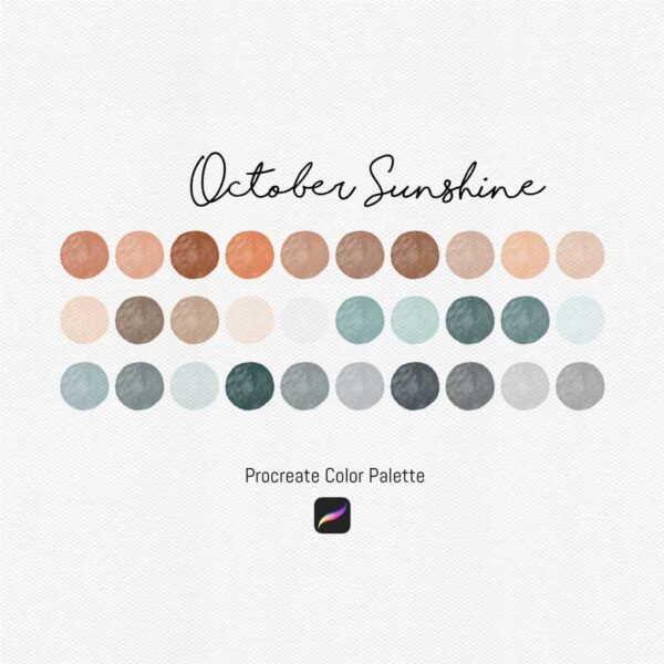 October Sunshine Color Palette - 30 Warm and Soft Shades for Procreate & Graphic Design Programs - Image 2