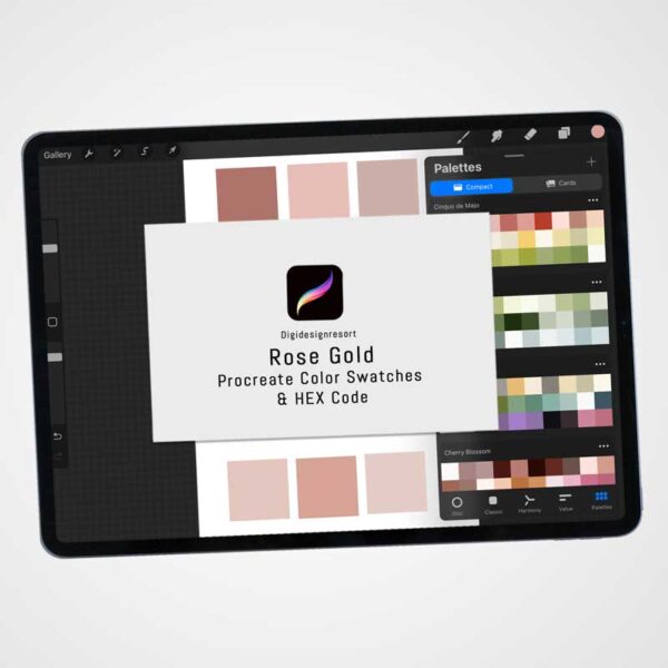 Rose Gold Color Palette - 30 Elegant and Warm Tones for Procreate & Graphic Design Programs