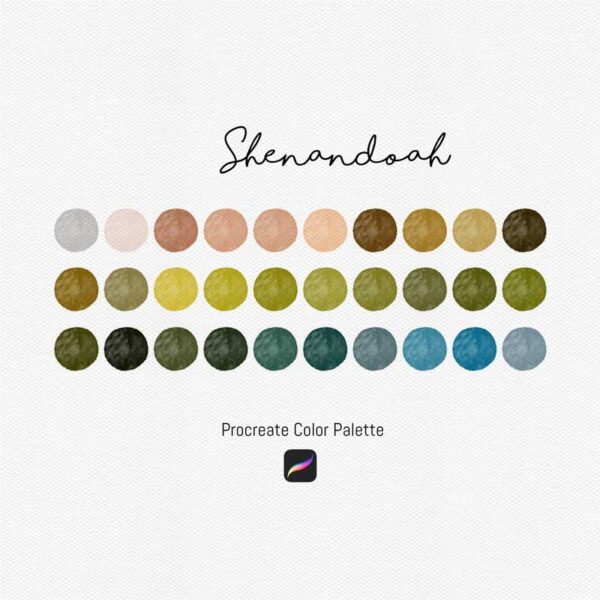 Shenandoah Color Palette - 30 Earthy and Serene Tones for Procreate & Graphic Design - Image 2