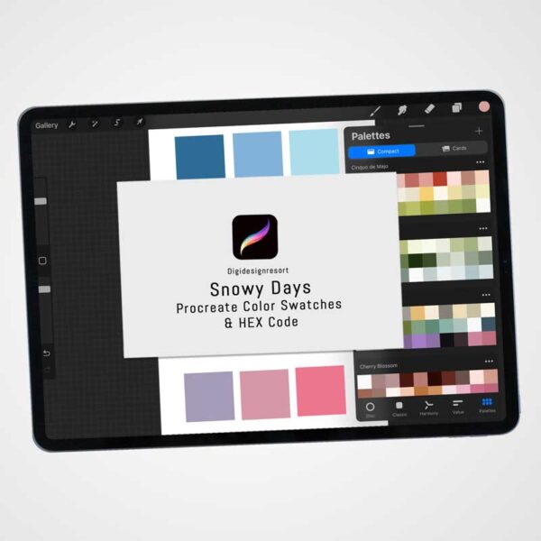Snowy Days Color Palette - 30 Cool and Refreshing Tones for Procreate & Graphic Design