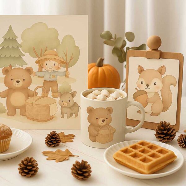 Leaves and Little Friends – Watercolor Fall Forest Clipart Set - Image 4