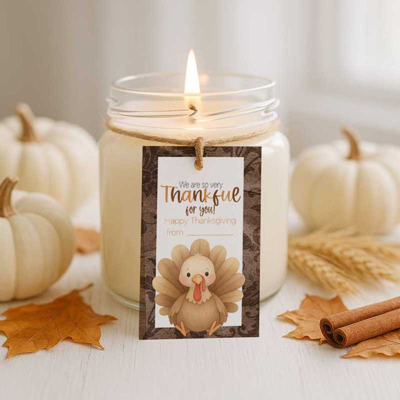 Thanksgiving Turkey Time Thank You Tags – Printable Gift Tags for Autumn & Holiday Celebrations - Image 3