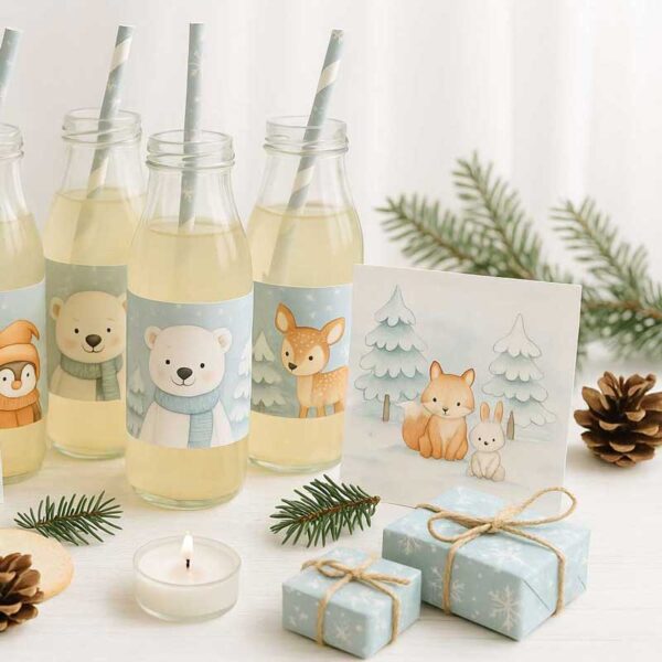 Winter Wonderland Watercolour Clipart Set – Cute Winter Animals, Kids & Snowy Elements - Image 3