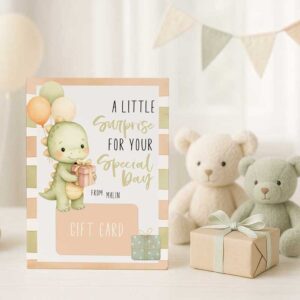 Printable Birthday Gift Card Holder for Kids – Dinosaur Theme – Editable with Corjl