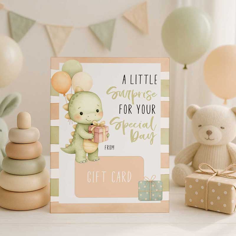 Printable Birthday Gift Card Holder for Kids – Dinosaur Theme – Editable with Corjl - Image 2