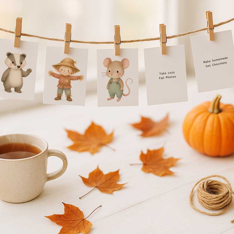 Leaves and Little Friends – Fall Bucket List & Activity Cards Printable Set - Image 4