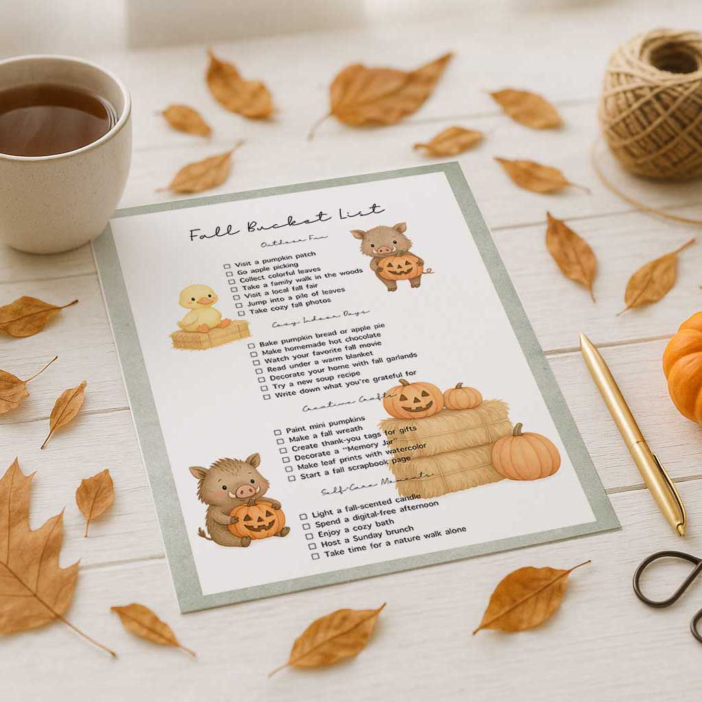 Leaves and Little Friends – Fall Bucket List & Activity Cards Printable Set - Image 3