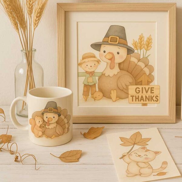 Turkey Time Watercolour Clipart – Cute Thanksgiving Set for Classroom Projects & Printables - Image 2