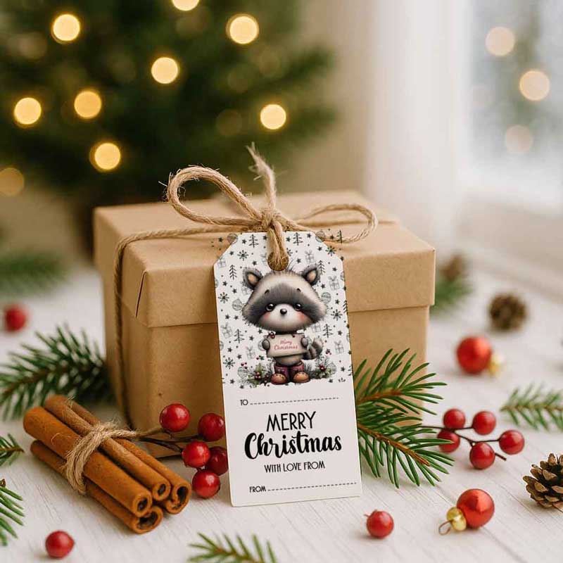 Merry Christmas Gift Tags Printable – Cute Holiday Tags with Animals, 2x3.5 inch - Image 2