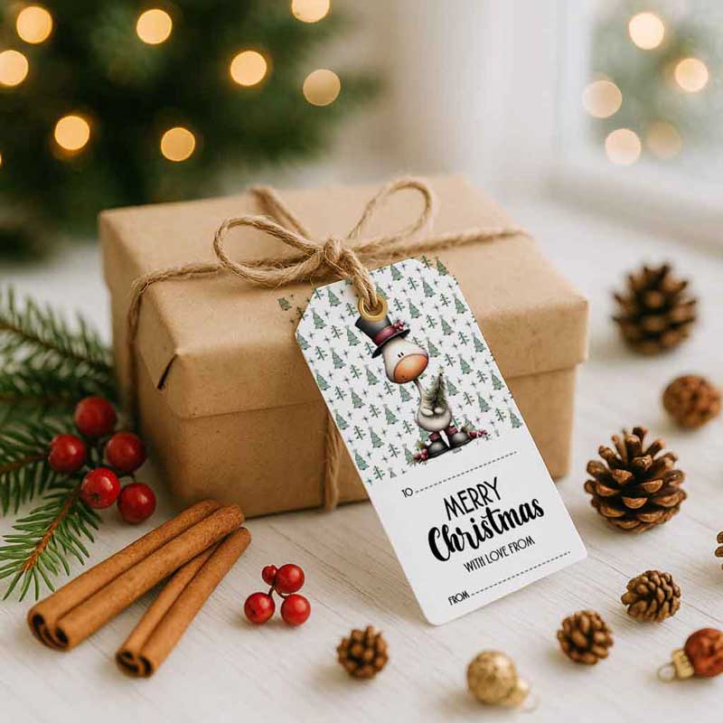 Merry Christmas Gift Tags Printable – Cute Holiday Tags with Animals, 2x3.5 inch - Image 3
