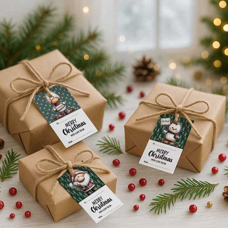 Merry Christmas Gift Tags Printable – Cute Holiday Tags with Animals, 2x3.5 inch - Image 5