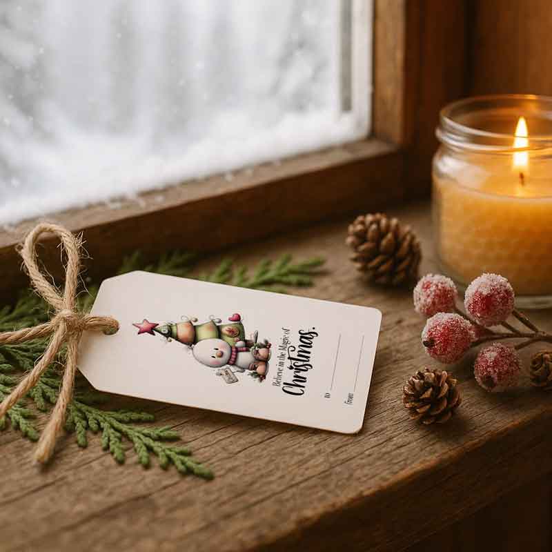 Believe in the Magic of Christmas – Printable Christmas Card & Gift Tags Set (Letter Size, Folded Card + 10 Tags) - Image 2